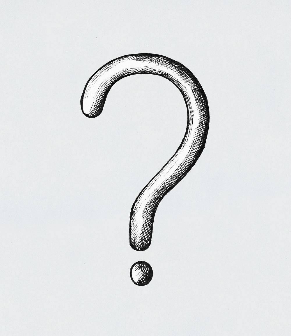 Hand-drawn gray question mark illustration