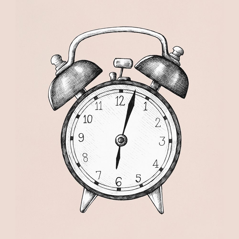 Vintage alarm clock drawing cartoon sticker