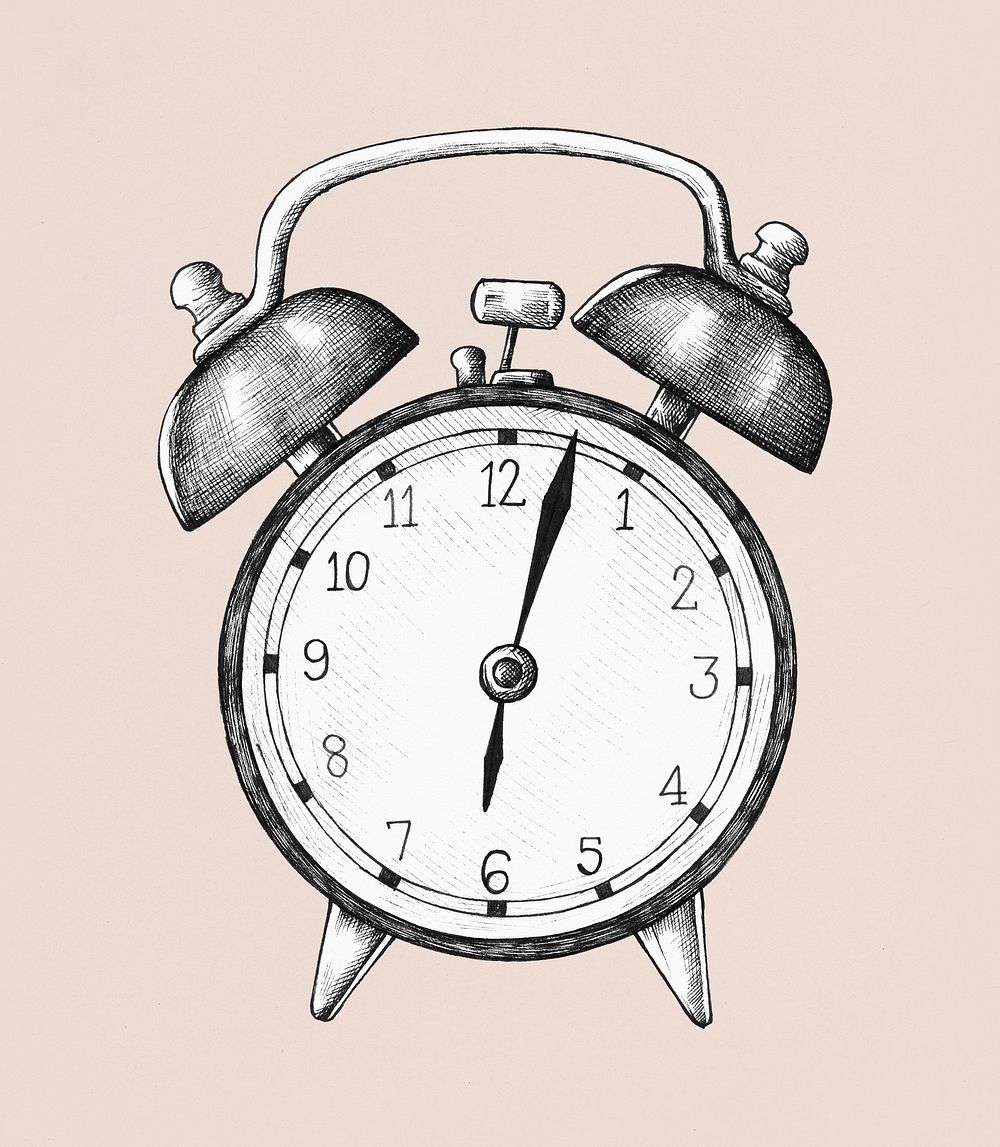 Hand-drawn alarm clock illustration