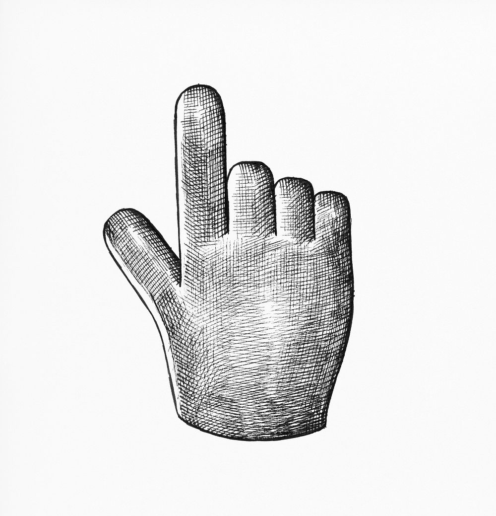 Hand-drawn hand cursor illustration