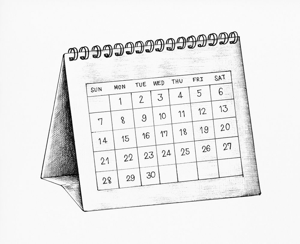 Hand-drawn desk calendar illustration