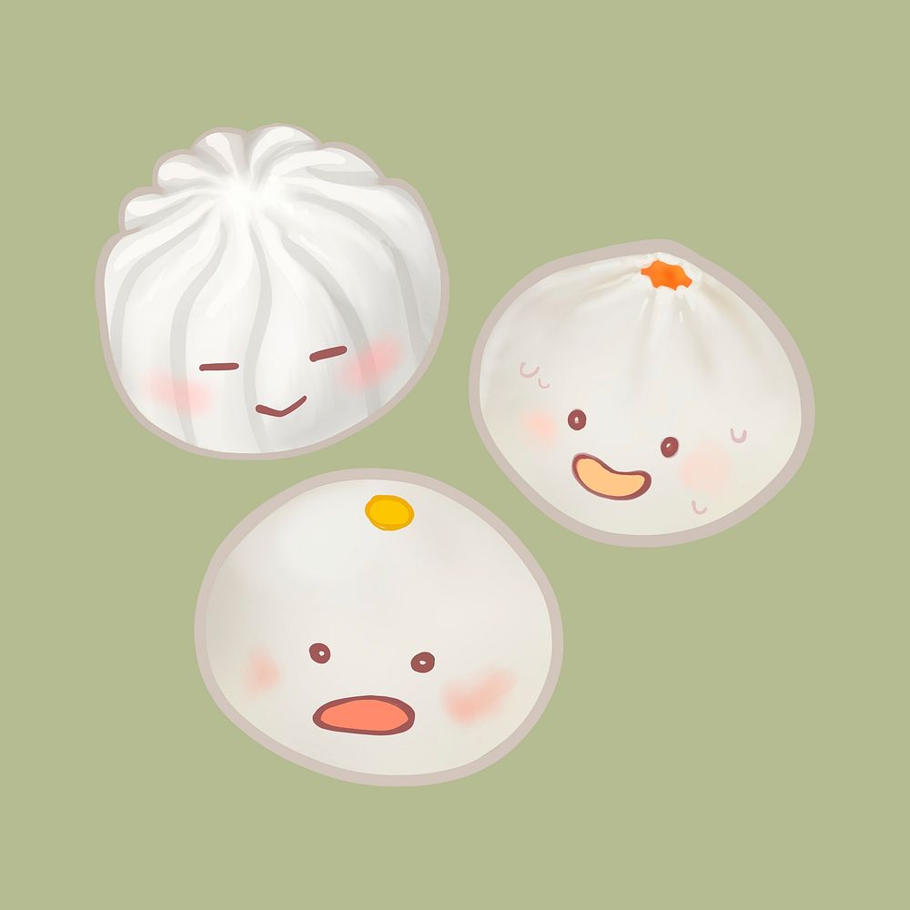 Cute Chinese steamed buns illustration