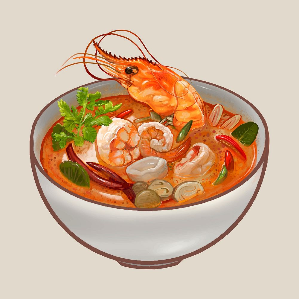 Tom Yum Kung soup illustration