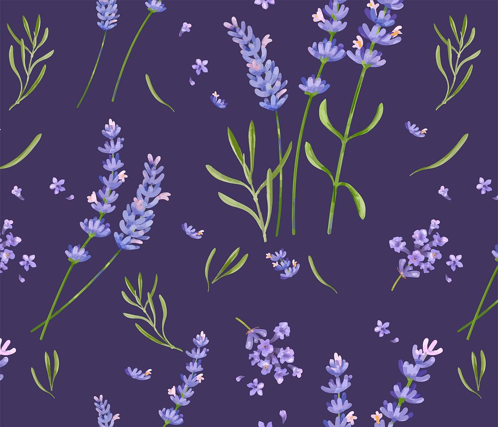 Hand drawn lavender flower pattern