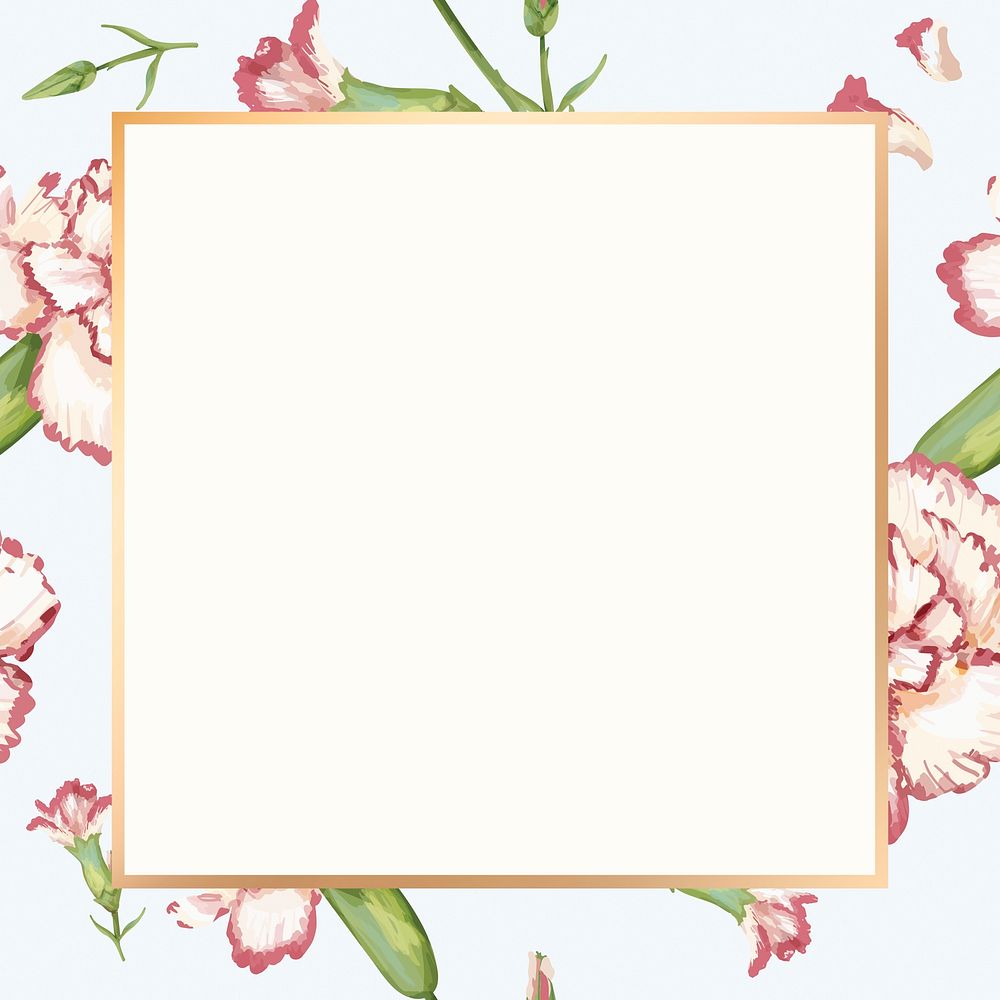 Gold square carnation flower frame design resource 