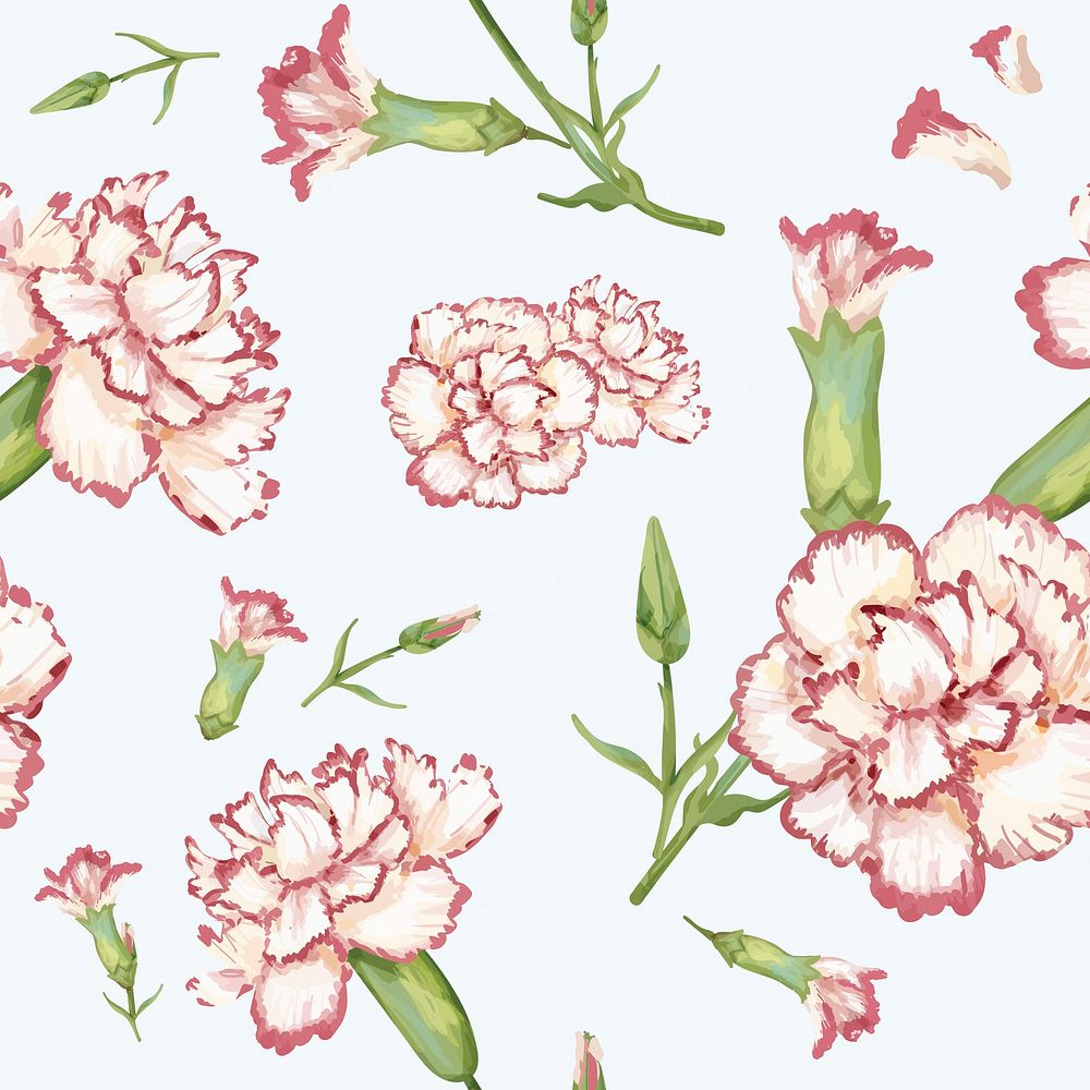 Hand drawn carnation pattern background