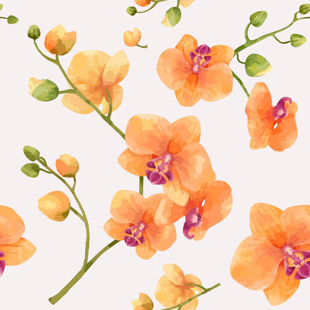 Hand drawn orchid flower pattern