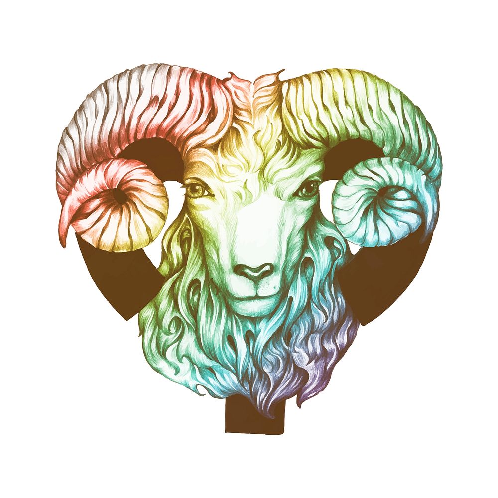 Hand drawn horoscope symbol of Aries illustration