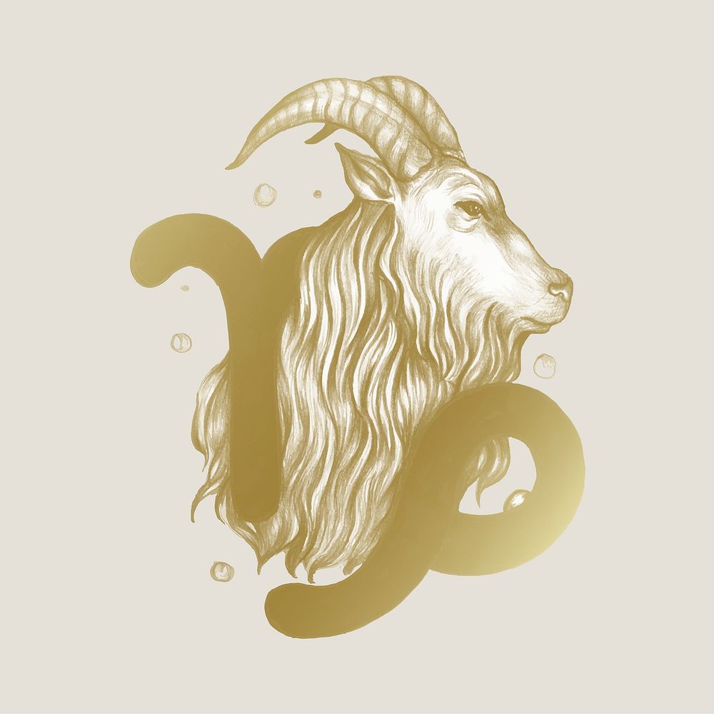 Hand drawn horoscope symbol of Capricorn illustration