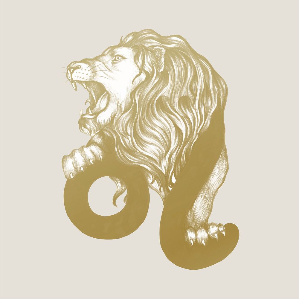 Hand drawn horoscope symbol of Leo illustration