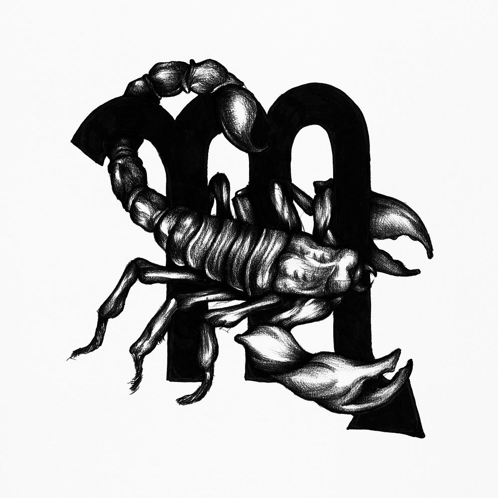 Hand drawn horoscope symbol of Scorpio illustration
