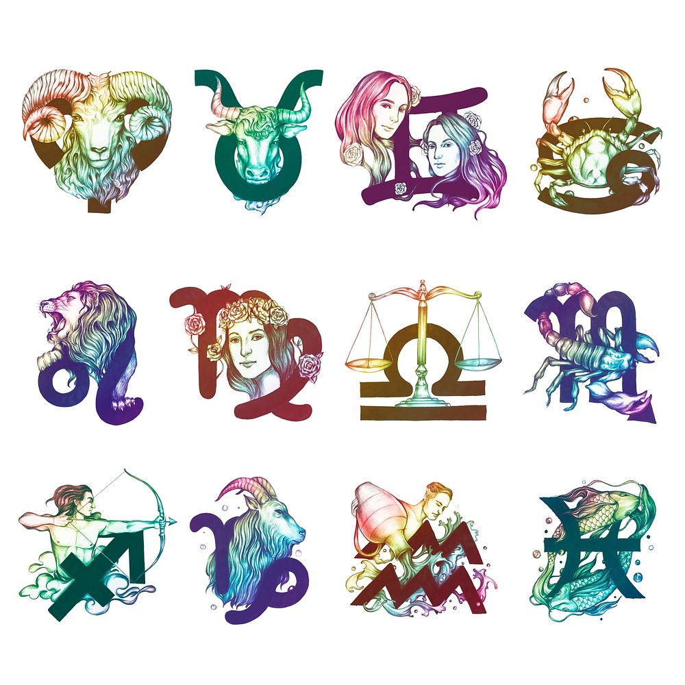 Set of horoscope symbols illustration | PSD - rawpixel