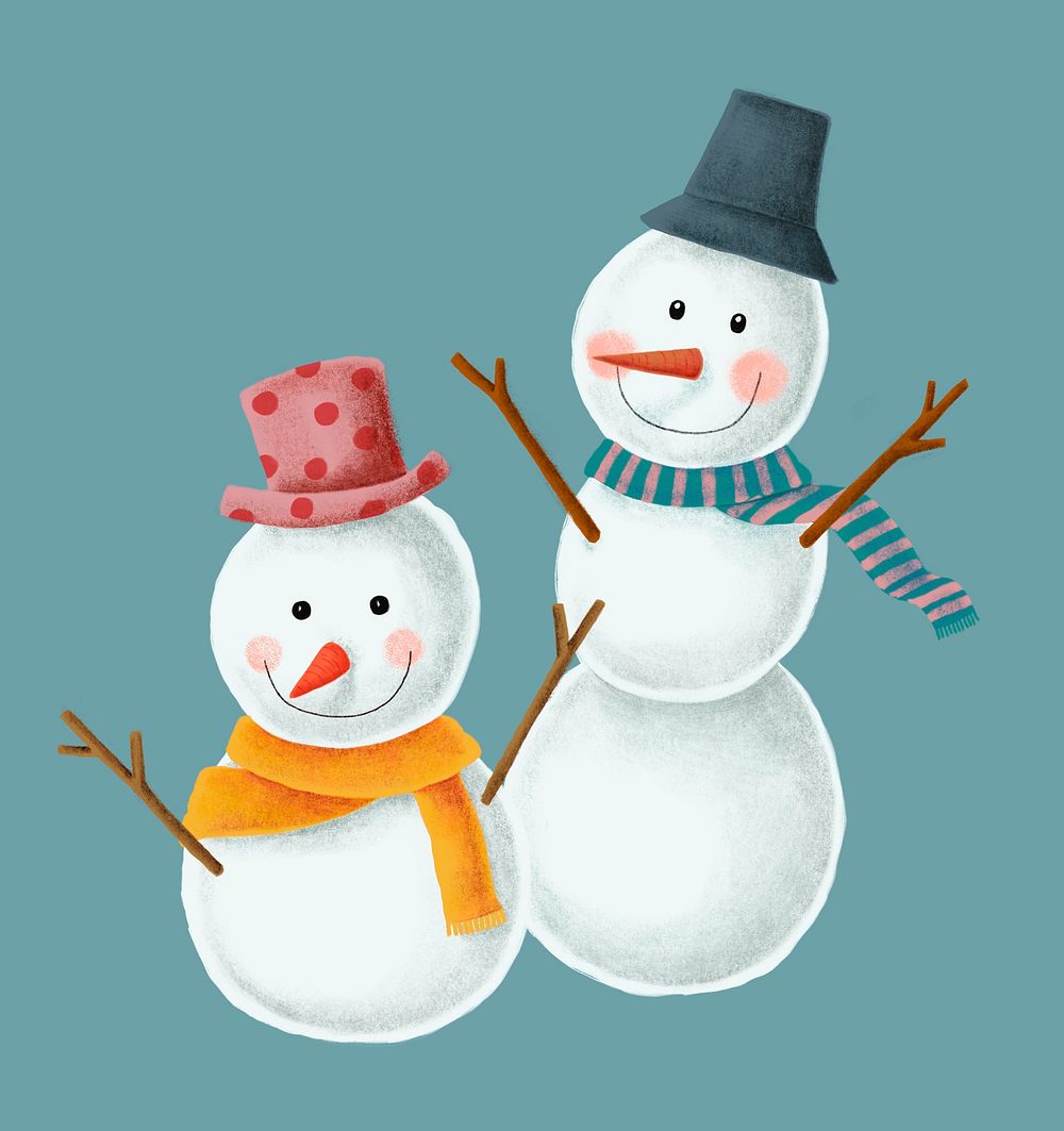 Two cute Christmas snowman illustrations
