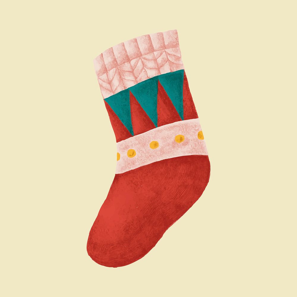 Hand drawn red Christmas stocking