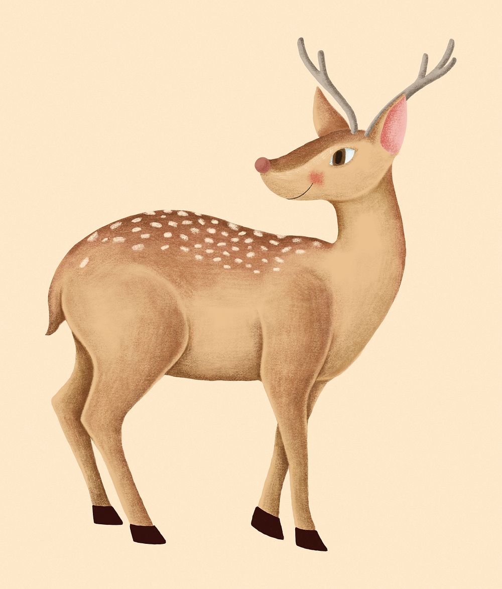 Hand-drawn cute fallow deer