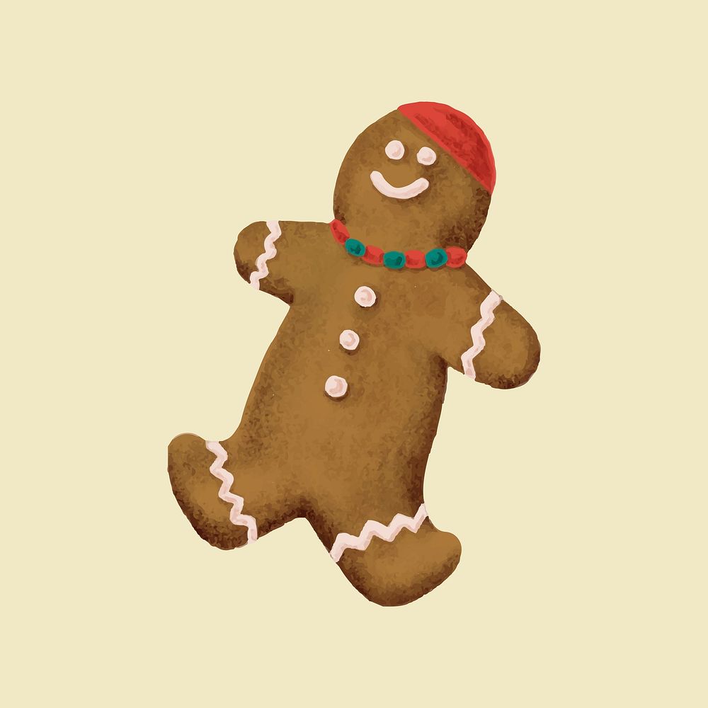 Hand drawn Christmas ginger bread cookie