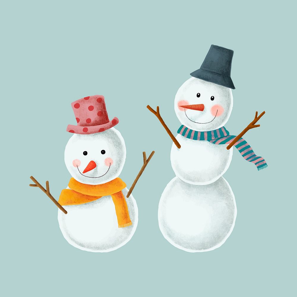 Two cute Christmas snowman illustrations