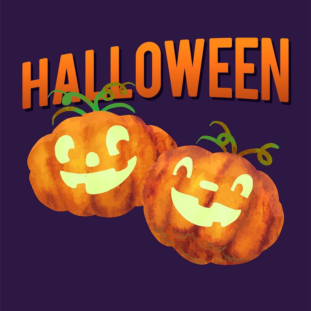 Illustration of carved pumpkins for Halloween