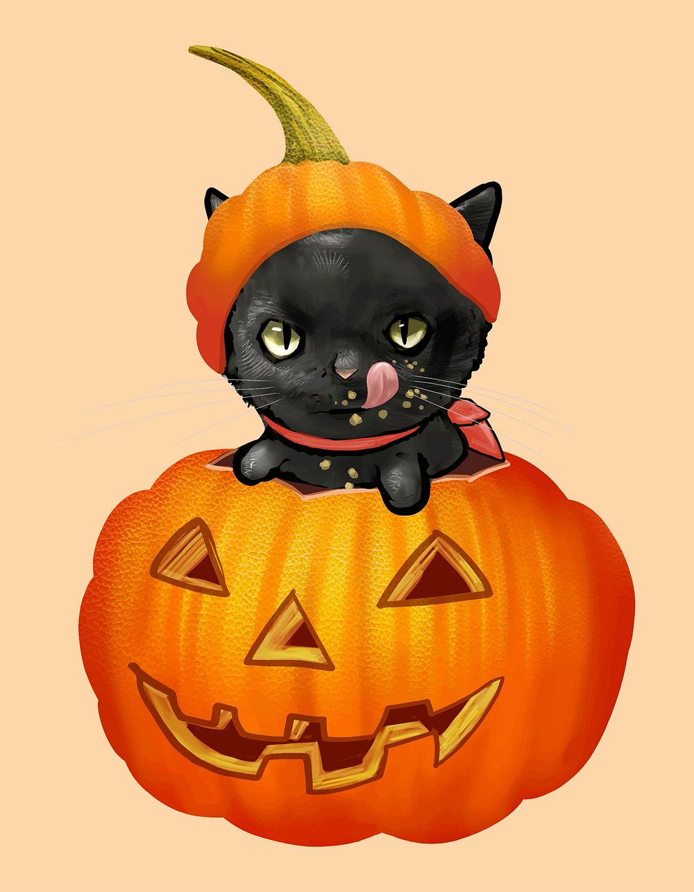Illustration black cat pumpkin icon | Premium Vector Illustration ...