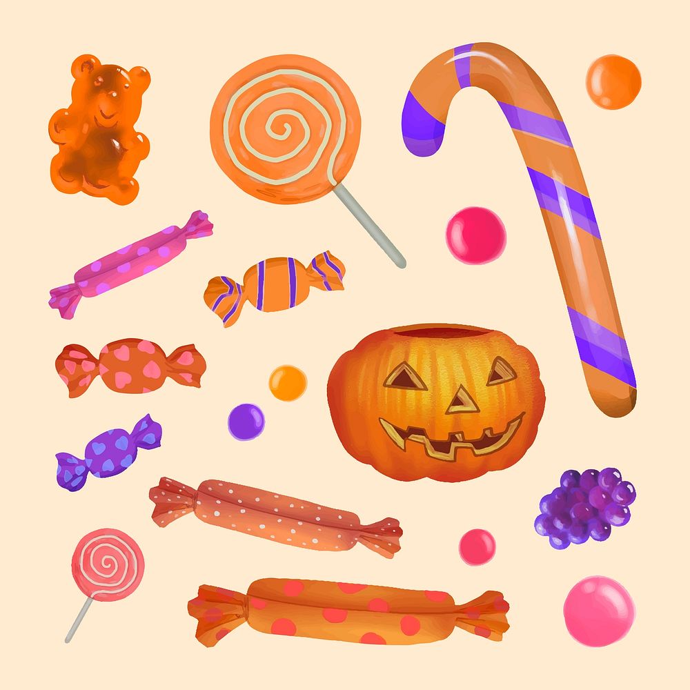 Illustration of Halloween theme candies icon vector