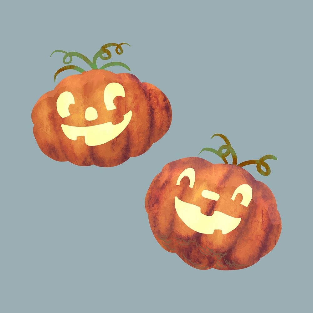 Illustration of carved pumpkins icon vector for Halloween