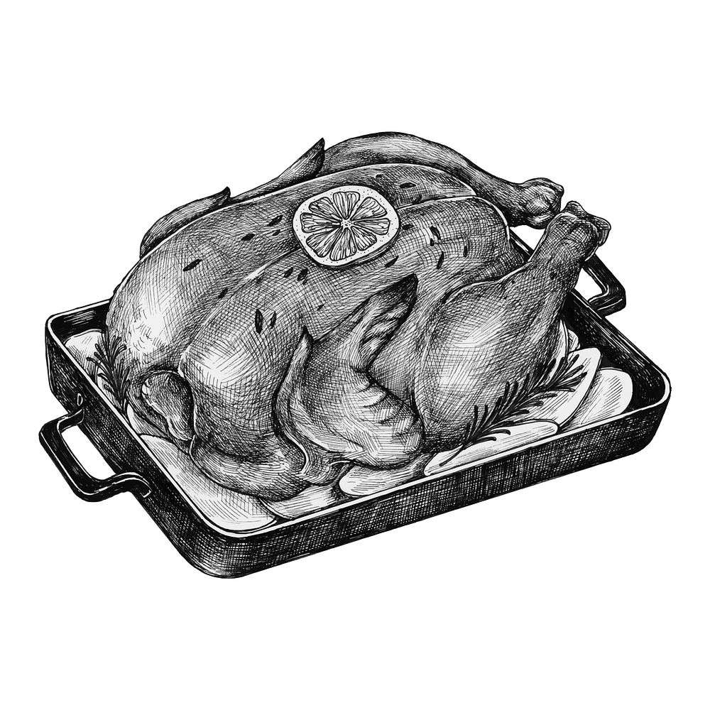 Hand-drawn roasted chicken menu