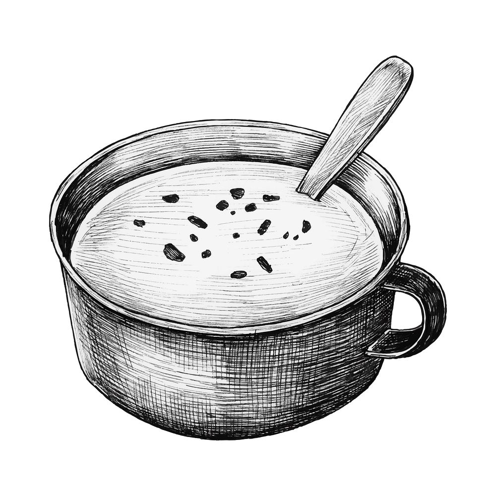 Hand-drawn cream soup