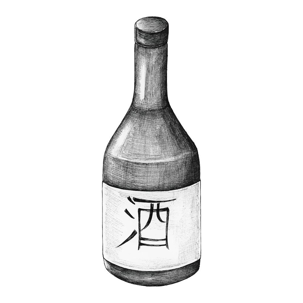 Hand drawn Osake Japanese rice wine