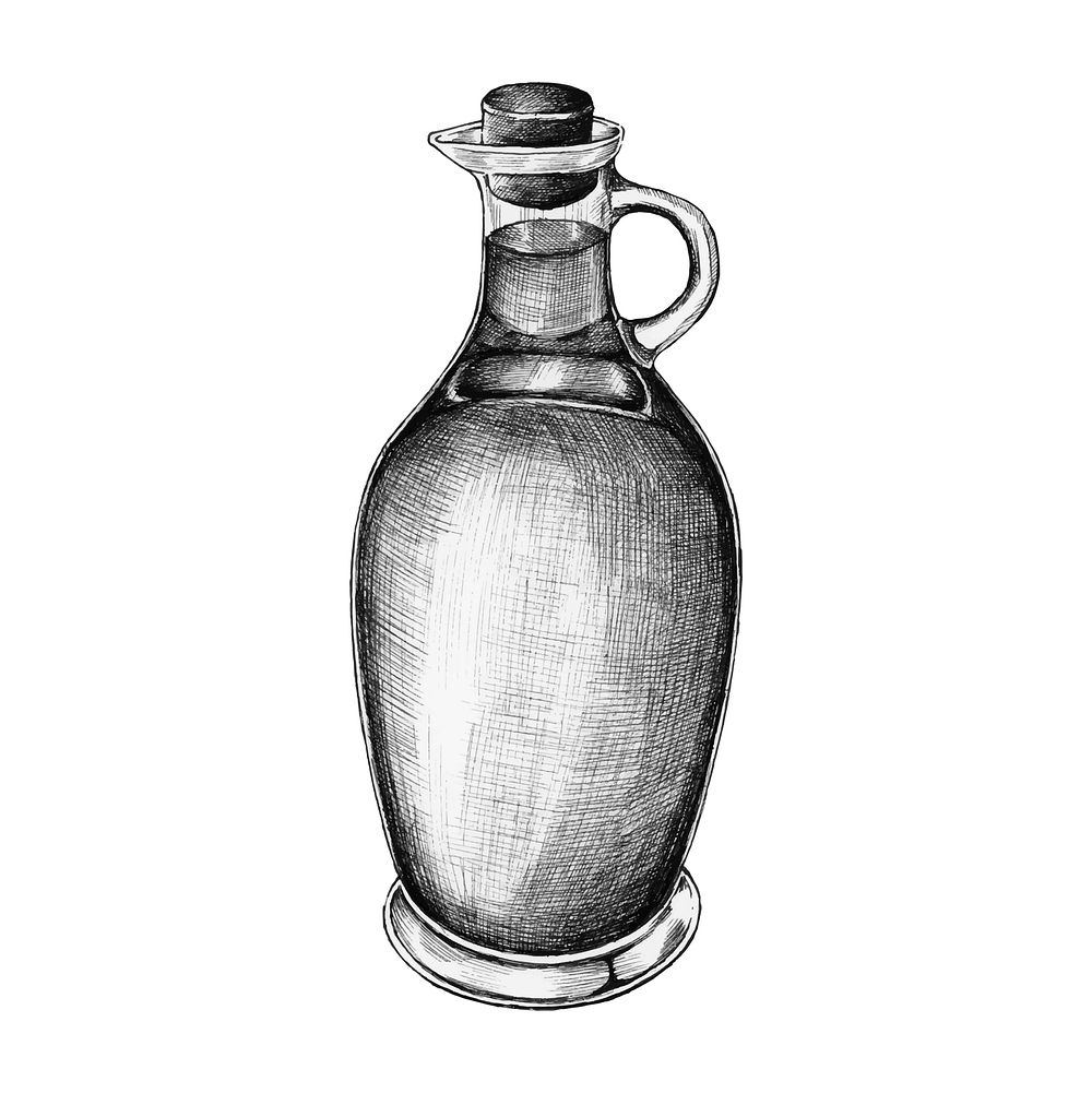 Hand drawn pitcher of olive oil