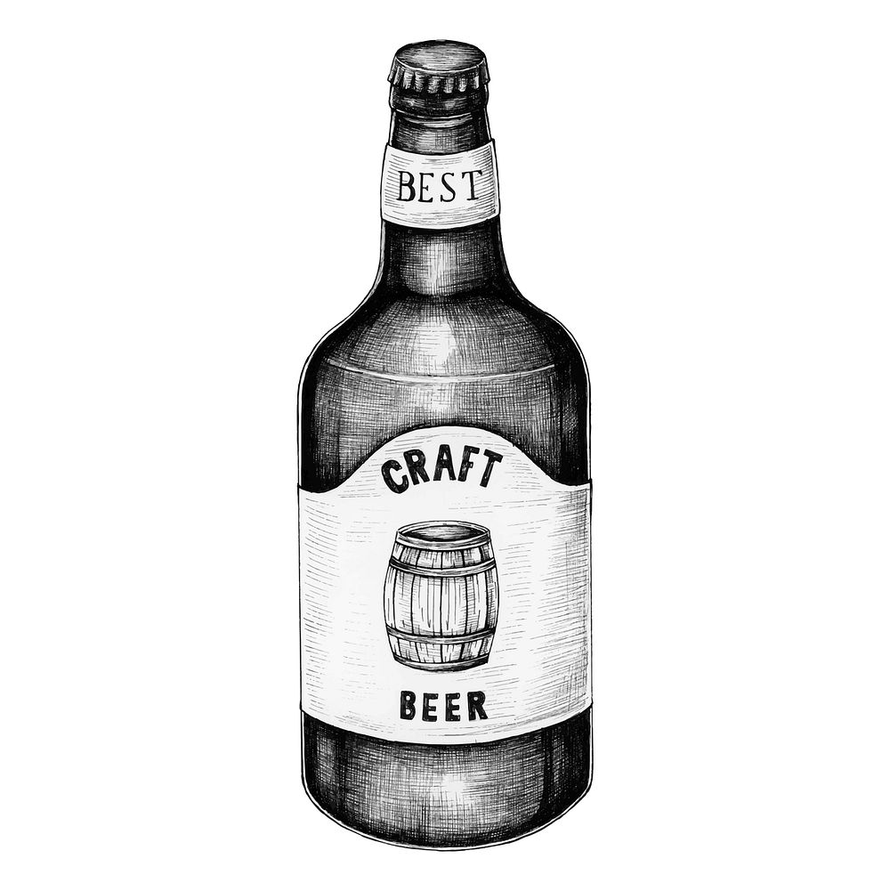 Hand-drawn craft beer bottle