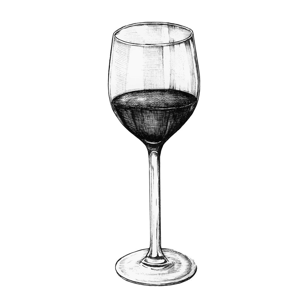 Hand drawn red wine glass