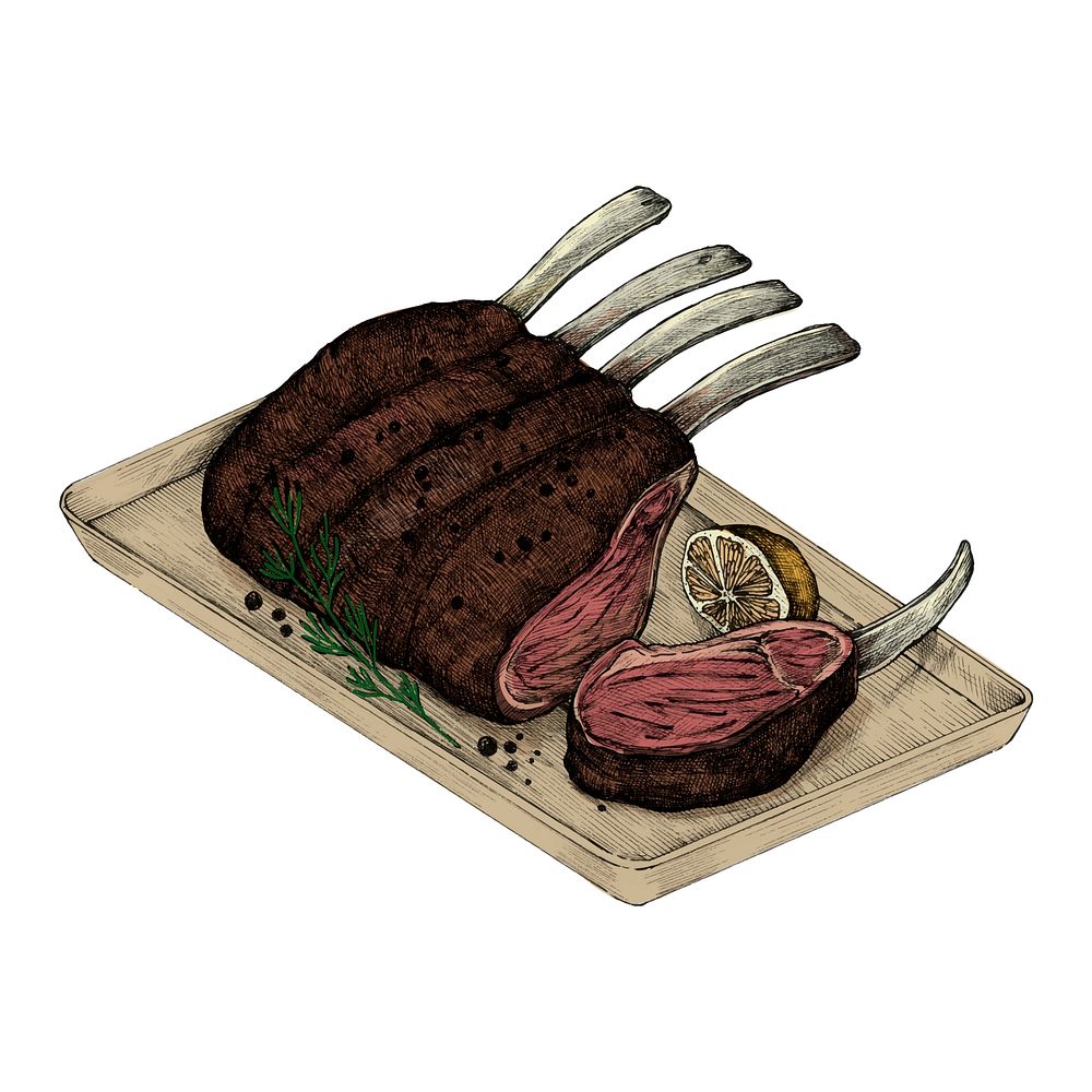 Illustration of a rack of lamb