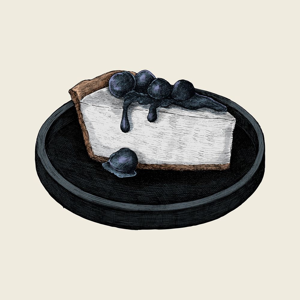 Illustration of a blueberry cheescake