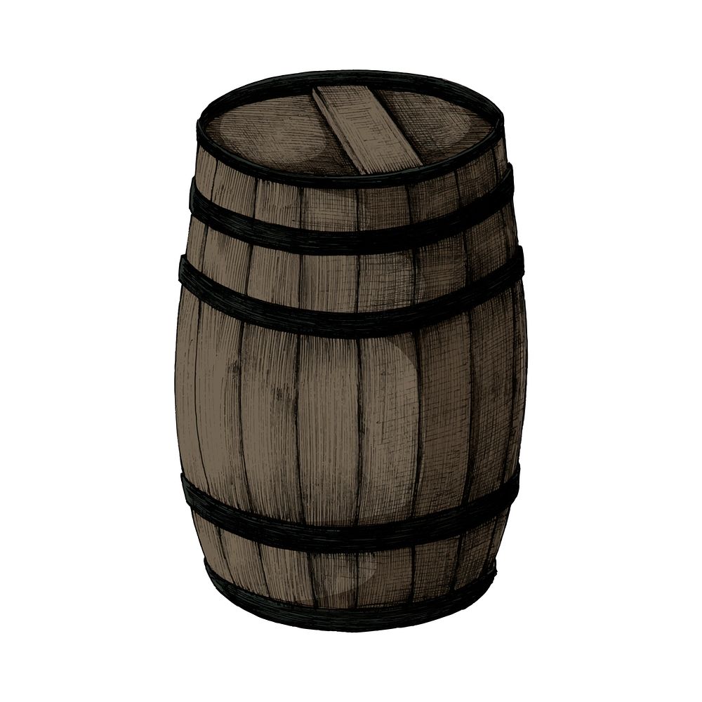 Illustration of a wooden barrel