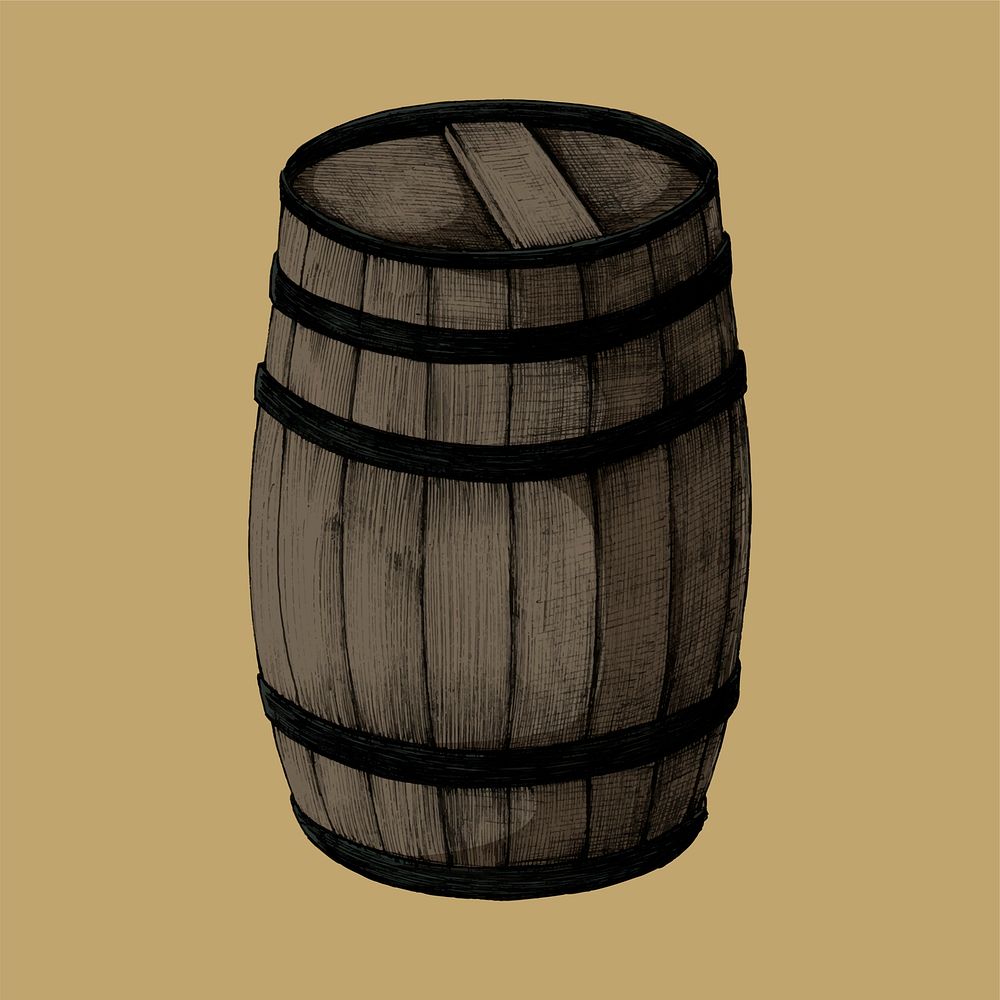 Illustration of a wooden barrel