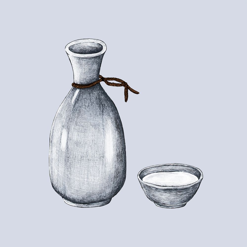 Illustration of Japanese alcohol drink vase