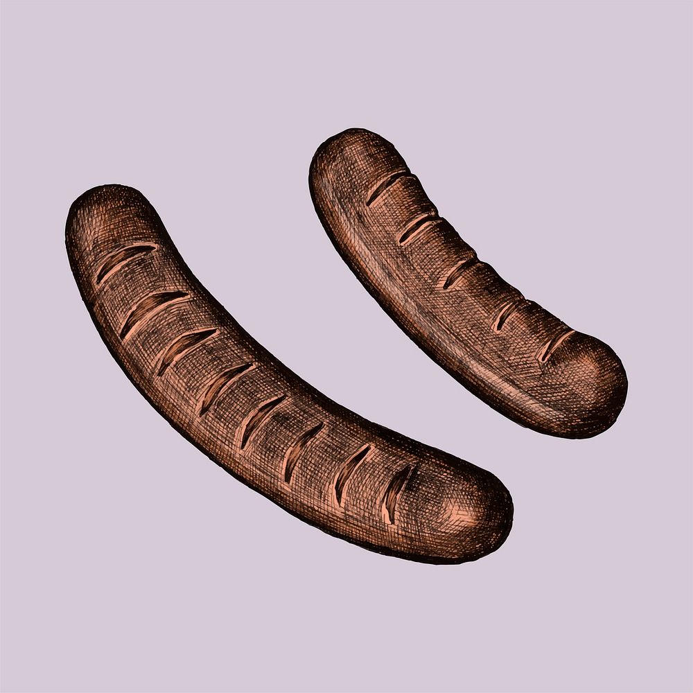 Illustration of two grilled sausages