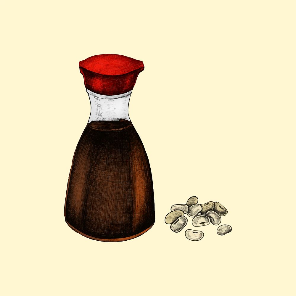 Illustration of soybean and sauce