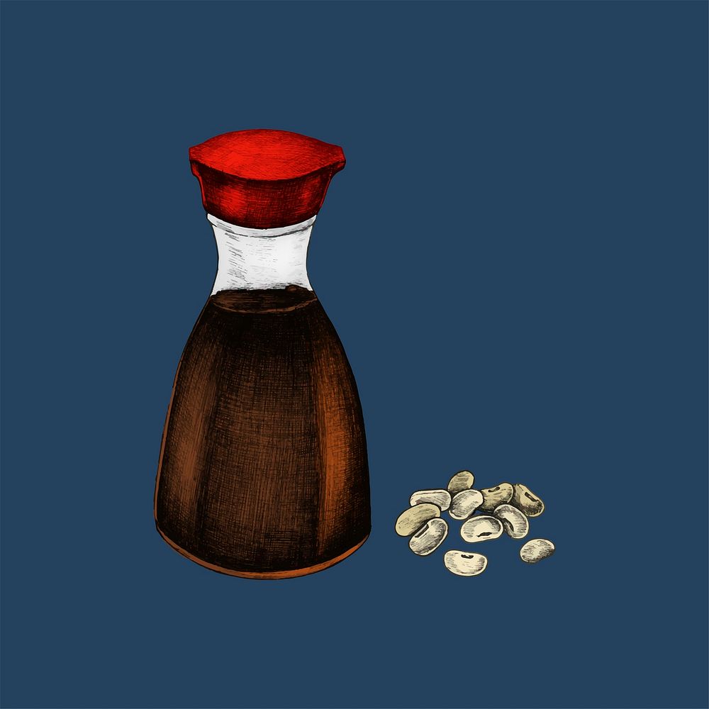 Illustration of soybean and sauce