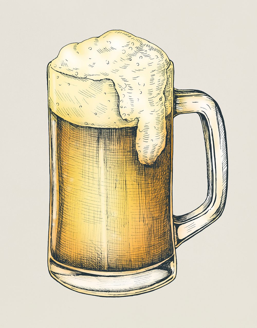 Hand drawn beer alcoholic drink