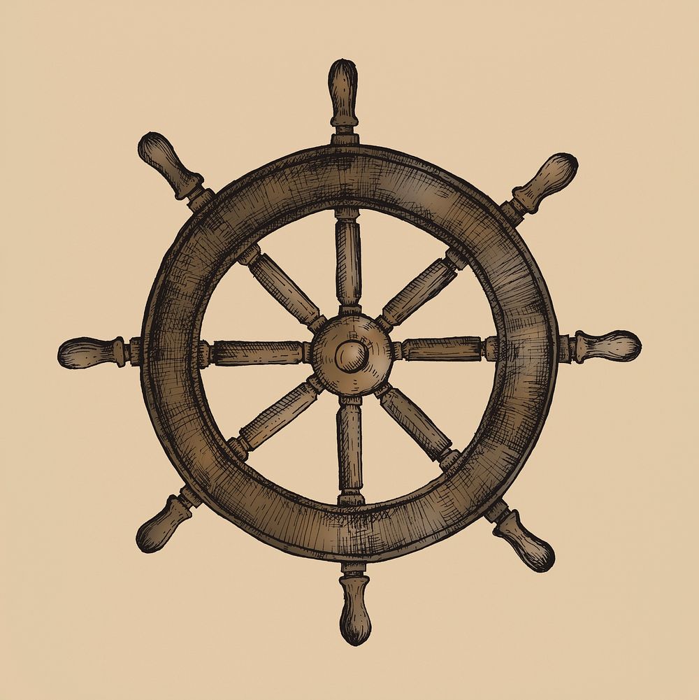 Hand drawn ship wheel