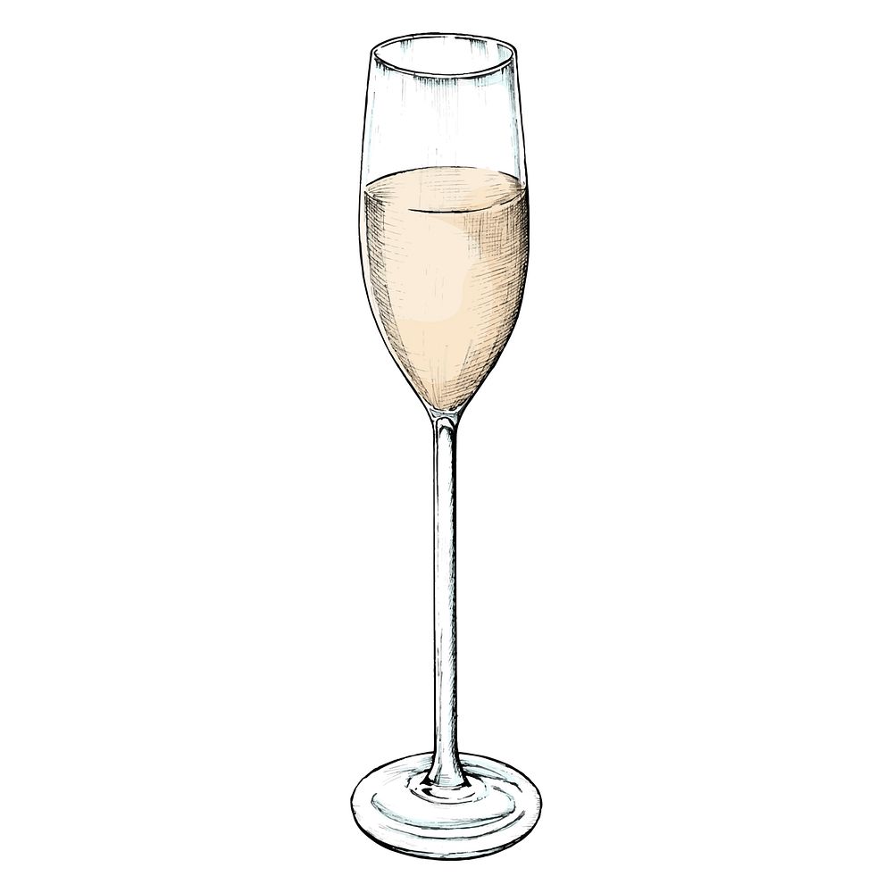 Hand drawn champagne glass