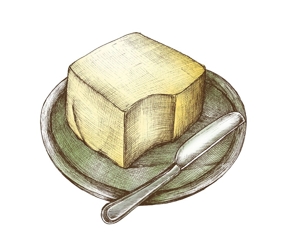Hand-drawn butter isolated