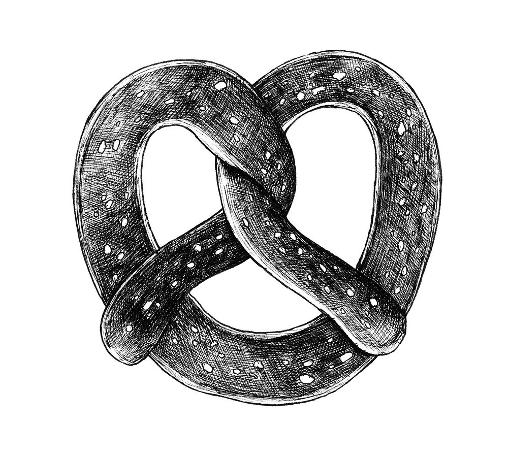 Hand-drawn twisted knot pretzel