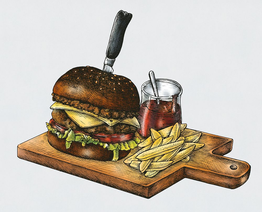 Hamburger illustration in retro style