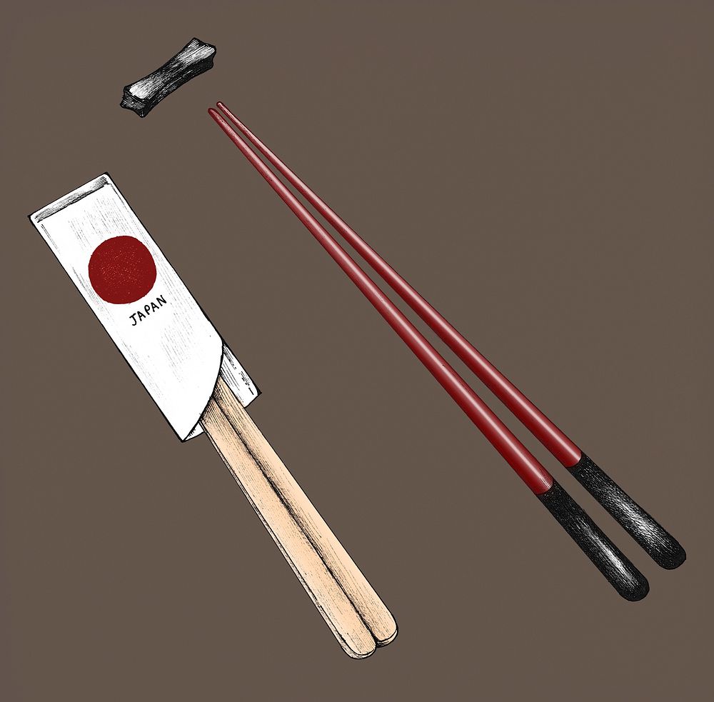 Hand drawn pairs of chopsticks