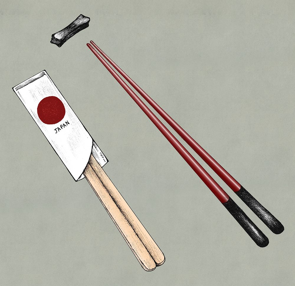 Hand drawn pairs of chopsticks