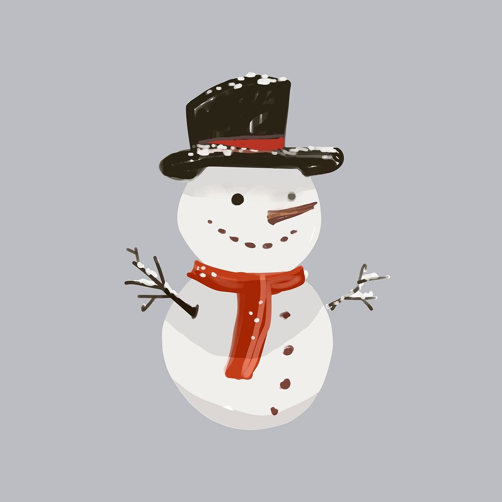 Hand drawn snowman isolated on gray background