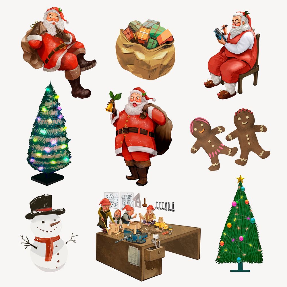 Christmas sticker vector set