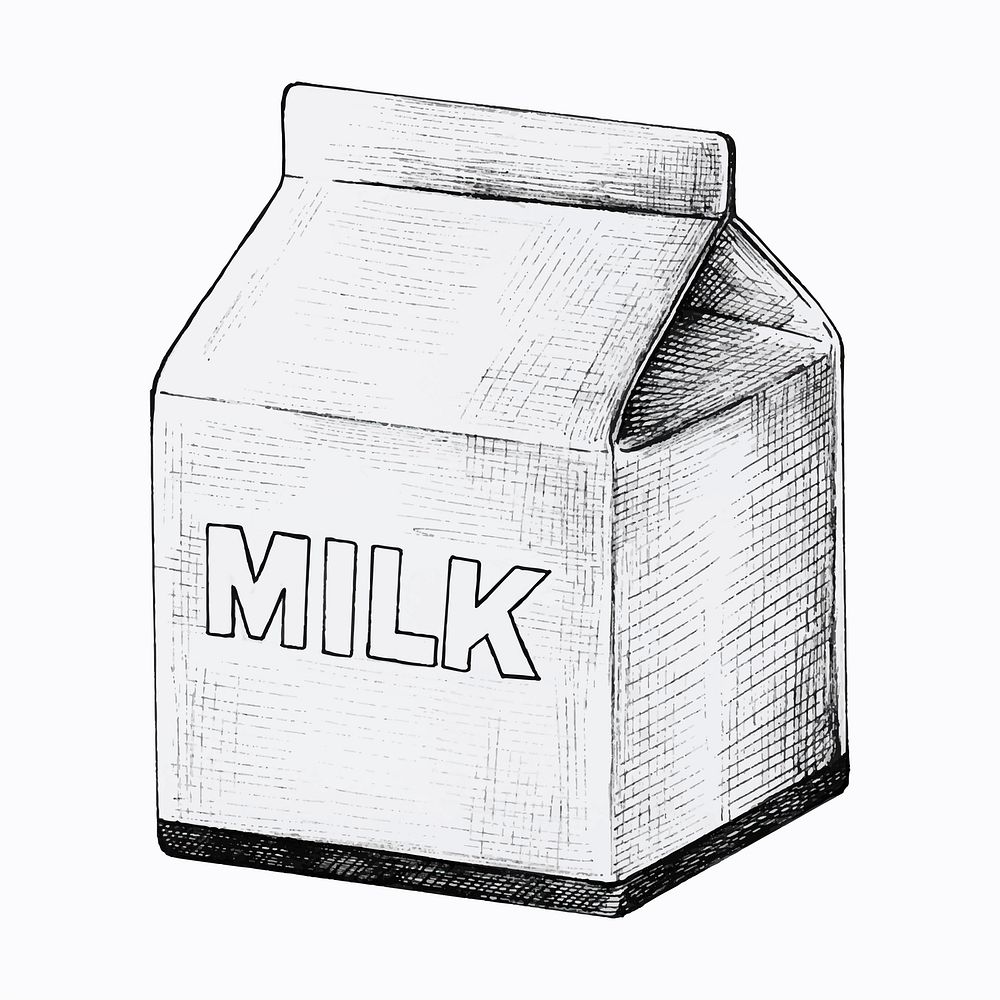 Hand drawn small carton of milk vector